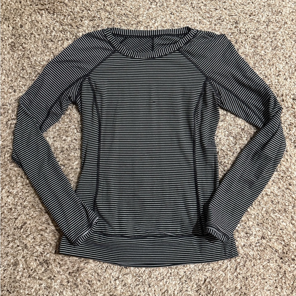 lululemon athletica Black & White Striped Long-Sleeve Top
